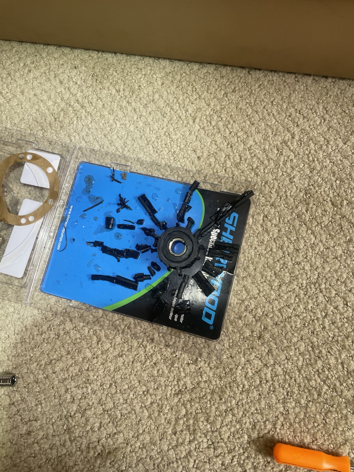 Destroyed marine impeller removed during service